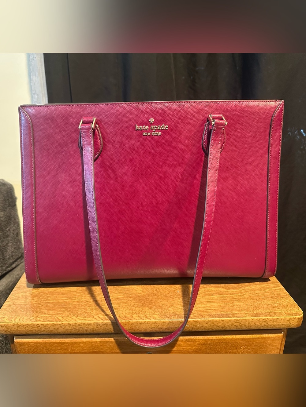 kate spade Berry Saffiano Tote in Deep Raspberry
